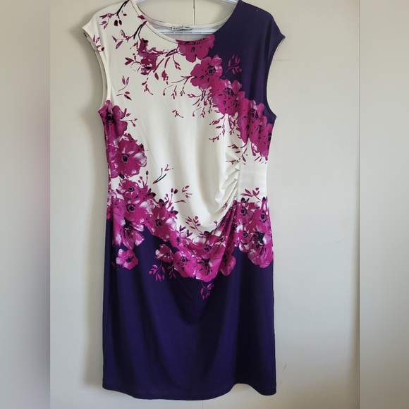 Red Queen Floral Purple and White Dress - Picture 1 of 4